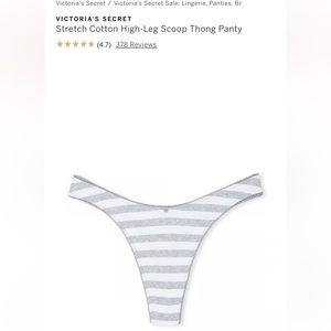 Victoria’s Secret PINK NWT Stretch Cotton High-Leg Thong Panty LARGE Gray/White